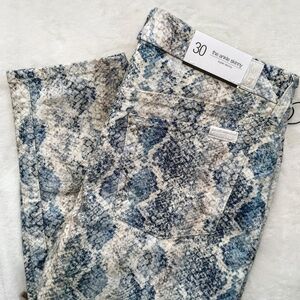7 For All Mankind Mid Rise Skinny Ankle Jeans Snake Stretch Denim Indigo 30 NWT
